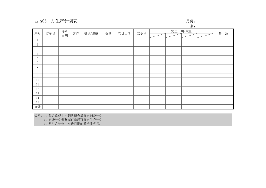 A06月生产计划表[生产管理表格全集].doc_第1页