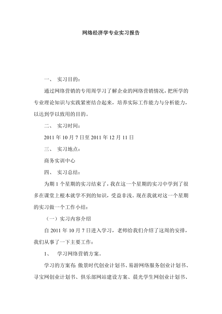 网络经济学专业实习报告.doc_第1页