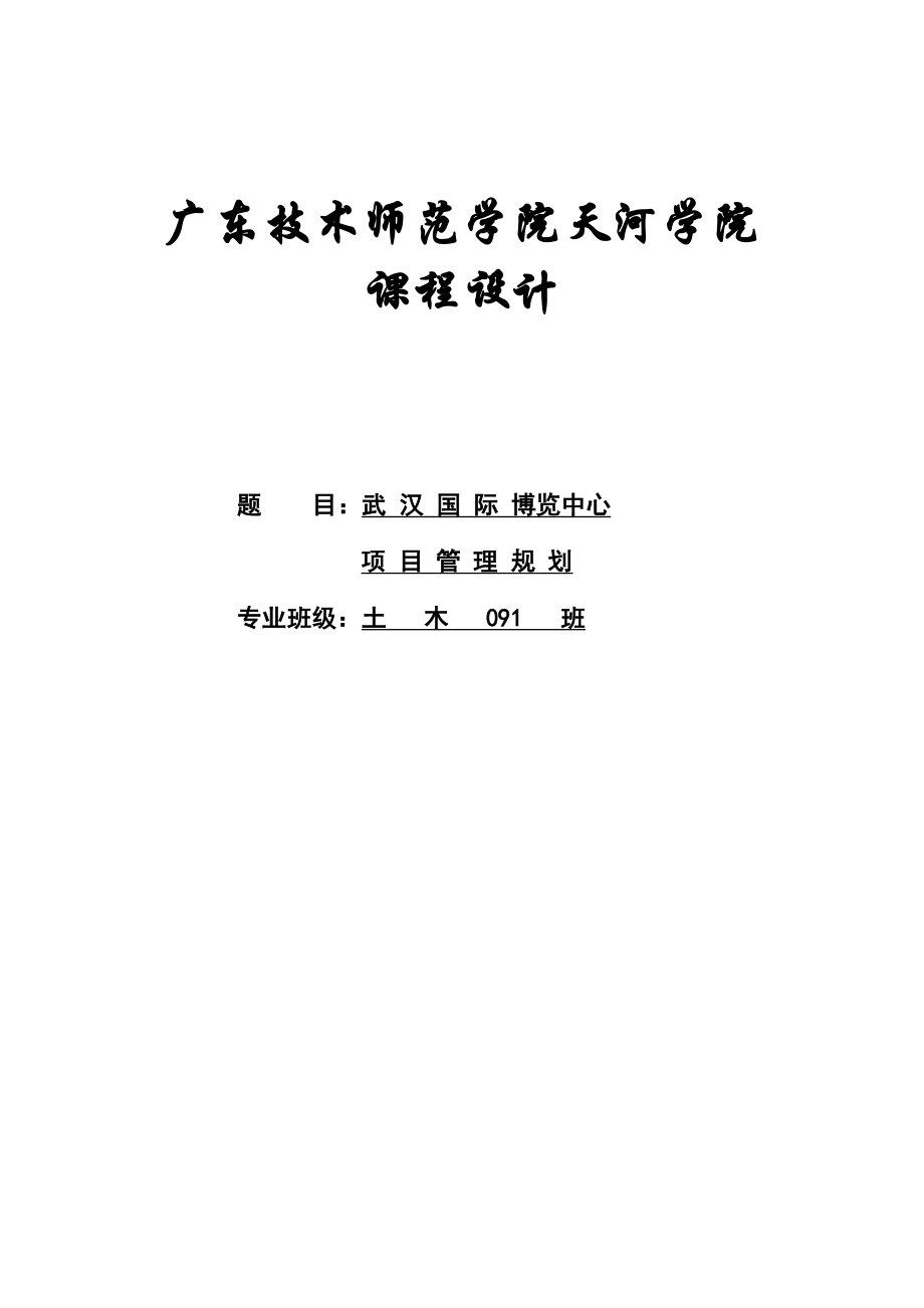 武汉国际博览中心项目管理规划.doc_第1页