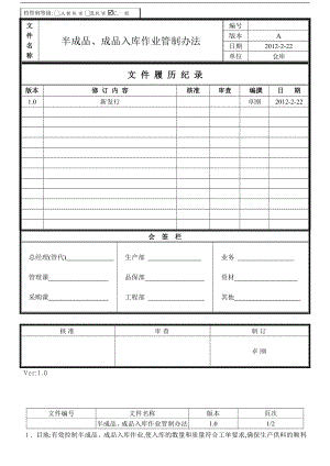 精品半成品成品入库作业管制办法.doc