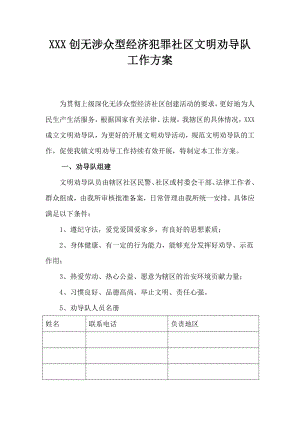 创无涉众型经济犯罪社区文明劝导队工作方案及名册.doc