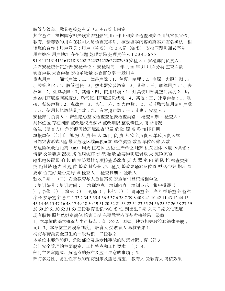 燃气安全运营记录资料表格汇编.doc_第2页