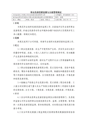 职业危害因素监测与分级管理规定 化工有限公司安全标准化程序文件.doc