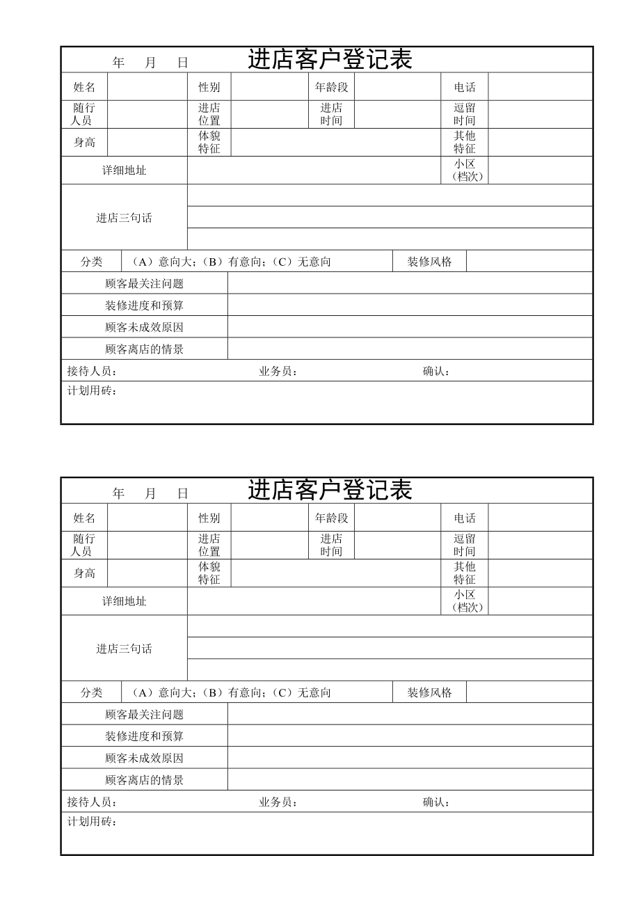 进店客户登记表.doc_第1页