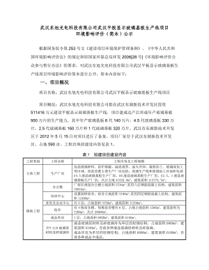 武汉东旭光电科技有限公司武汉东旭平板显示玻璃基板生产线项目（一期）环境影响报告书.doc