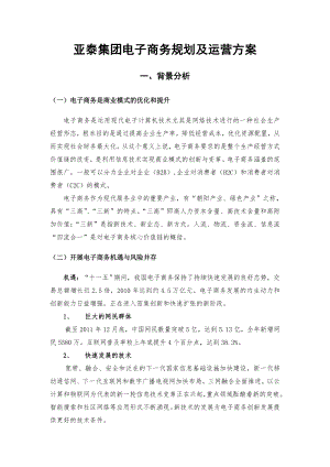 亚泰集团电子商务项目建设及运营方案.doc