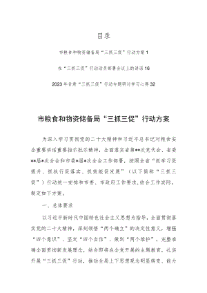 某局“三抓三促”行动研讨学习心得感悟、讲话稿、工作实施方案.docx