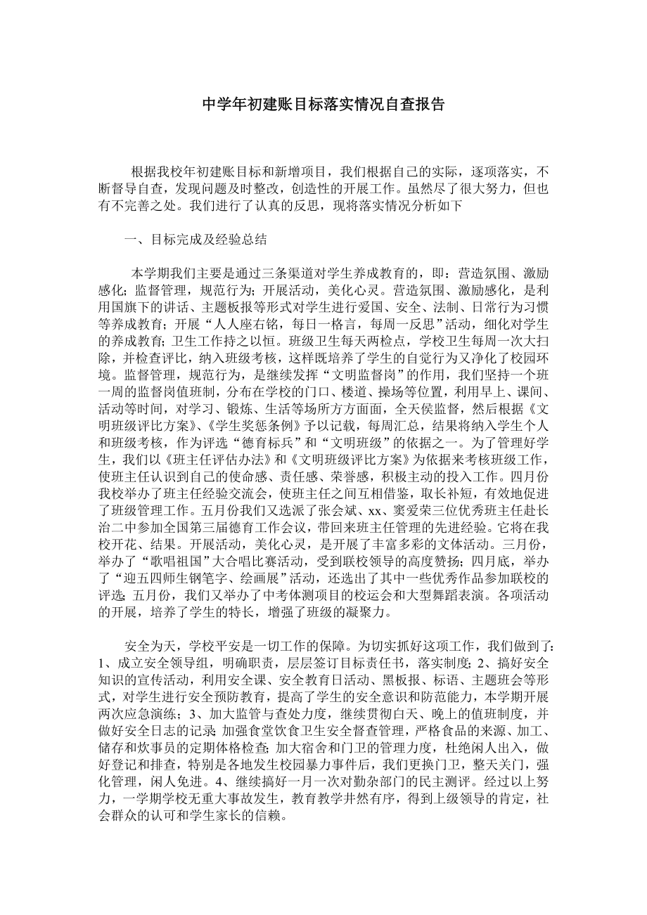 中初建账目标落实情况自查报告.doc_第1页