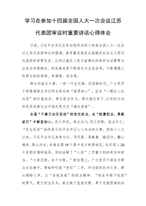 （5篇）普通党员学习领会在参加十四届全国人大一次会议江苏代表团审议时重要讲话精神心得体会研讨发言材料.docx