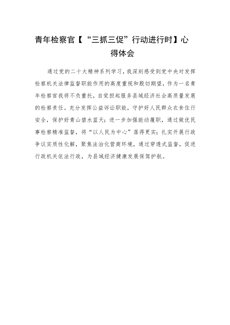 青年检察官【“三抓三促”行动进行时】心得体会.docx_第1页