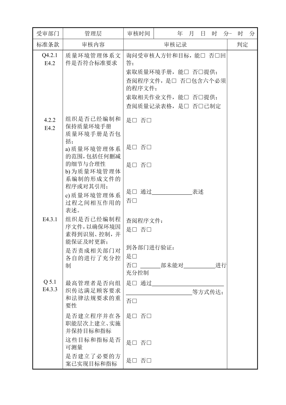 质量环境管理体系内审检查表(9000 14000).doc_第2页