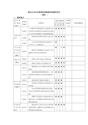 海运公司安全管理体系船舶审核通用项目.doc