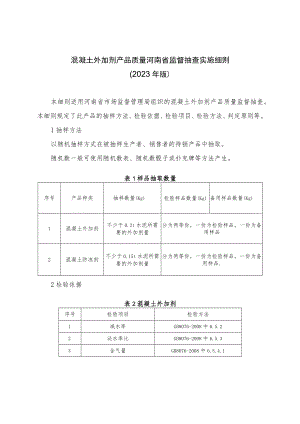 混凝土外加剂产品质量河南省监督抽查实施细则（2023年版）.docx