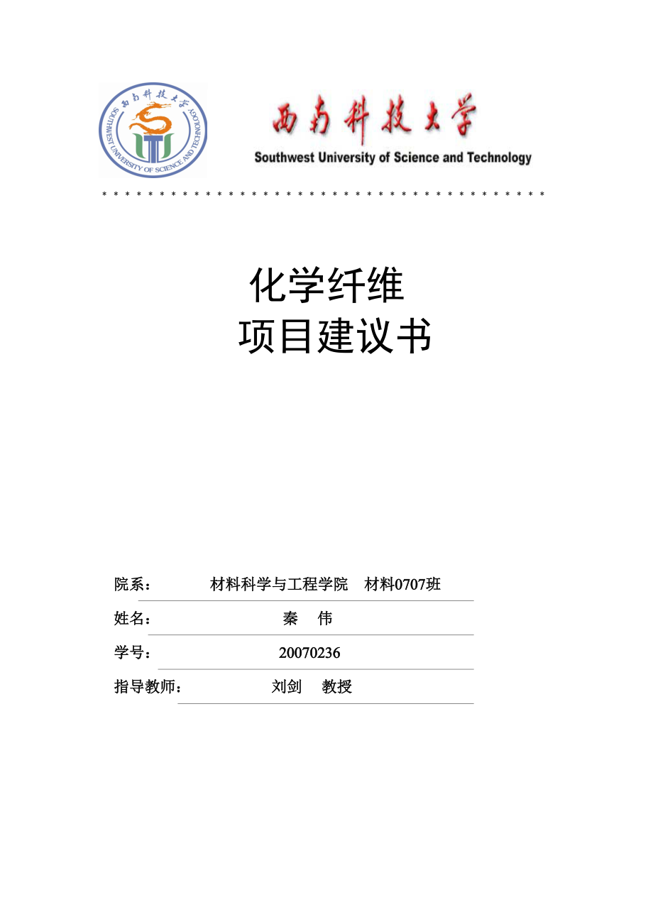 化学纤维的生产项目建议书.doc_第1页