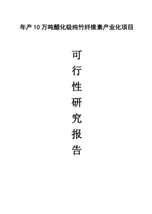 年产10万吨醋化级纯竹纤维素产业化项目可行性研究报告.doc