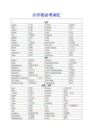 小升初必背1000个英语单词(分类整理).doc