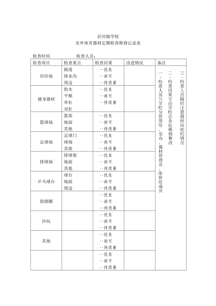 室外体育器材定期检查维修记录表讲解.doc_第3页