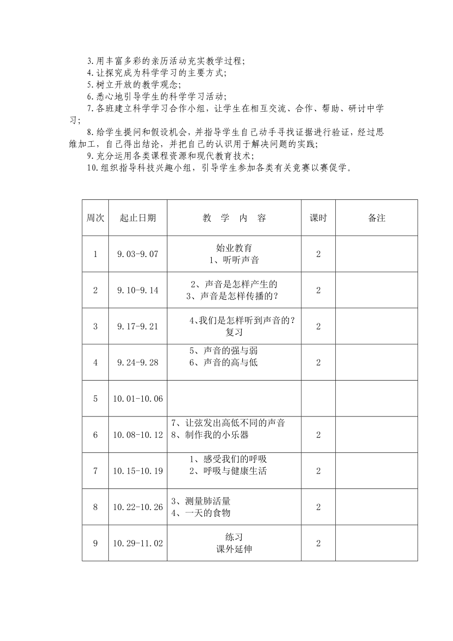 完整版-教科版小学四年级科学上册-：教学计划及进度表.doc_第2页