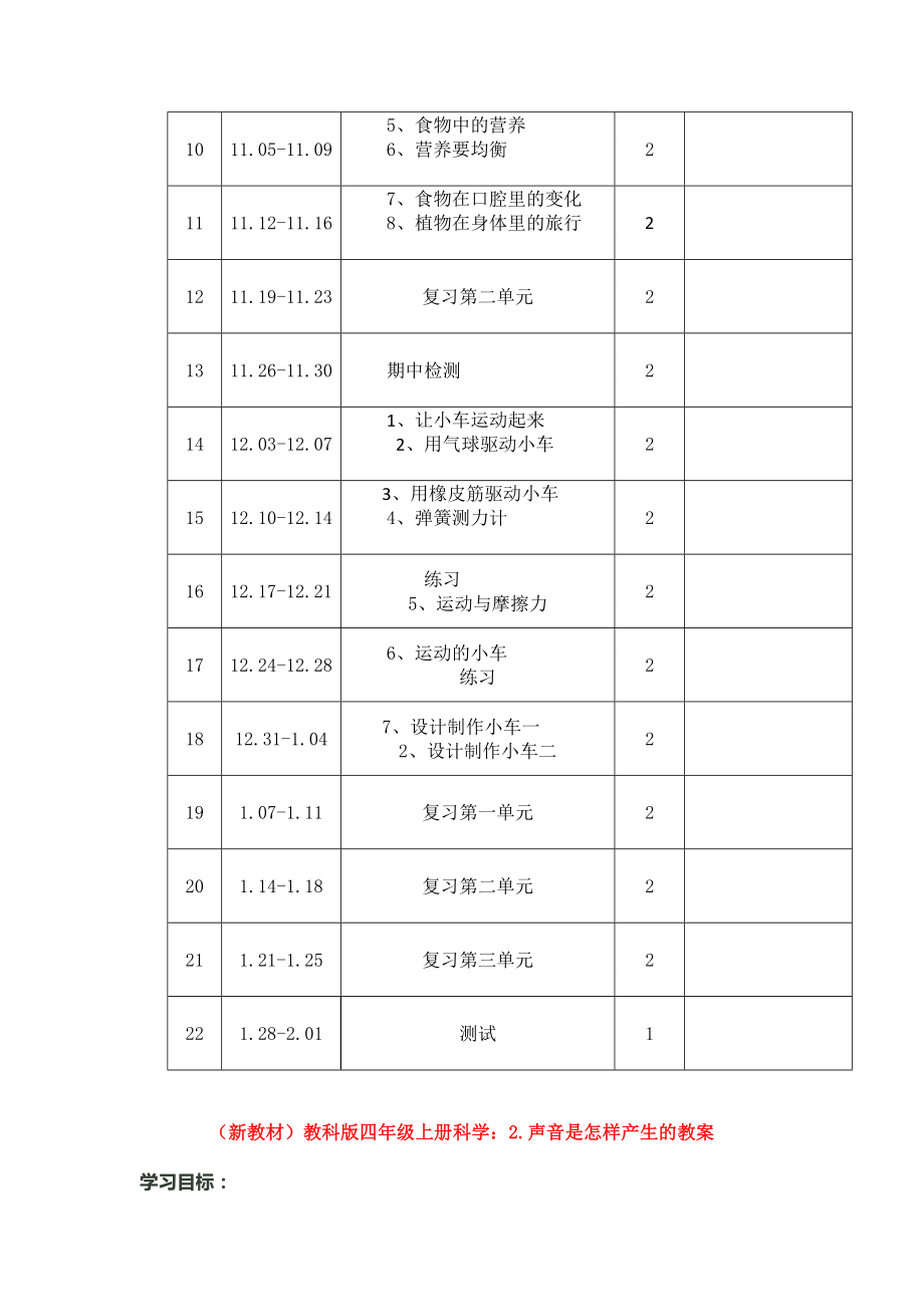 完整版-教科版小学四年级科学上册-：教学计划及进度表.doc_第3页