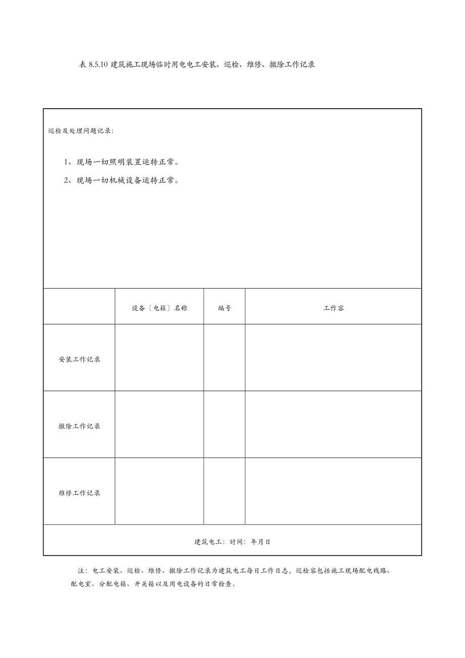 工程施工建筑施工现场临时用电电工安装巡检维修拆除工作记录.doc_第3页