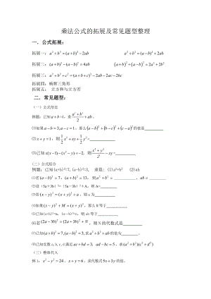 完全平方公式变形的应用练习题.doc