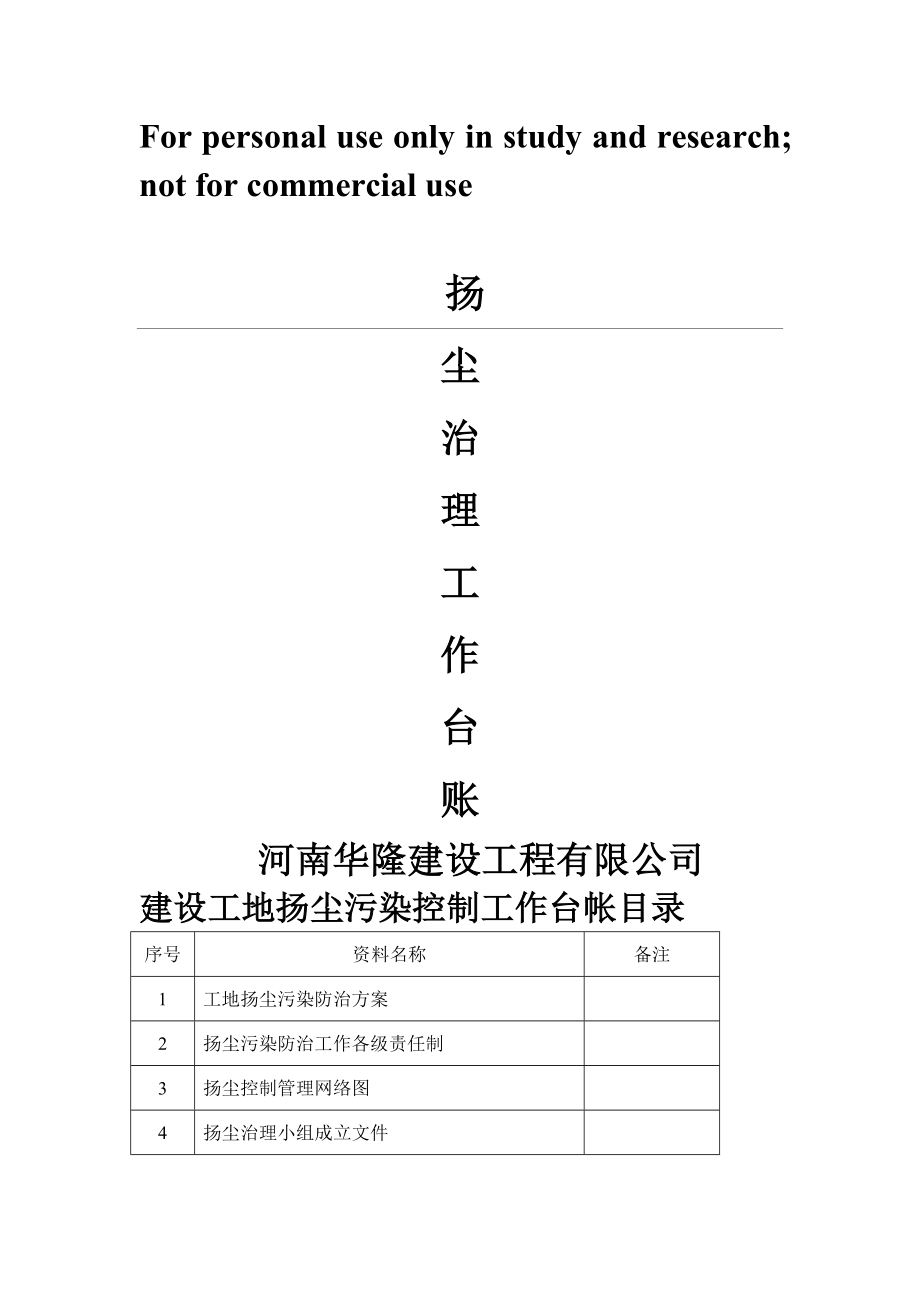 扬尘污染控制工作台帐.doc_第1页