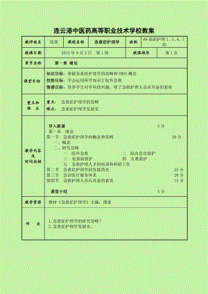 急重症护理学教案.doc