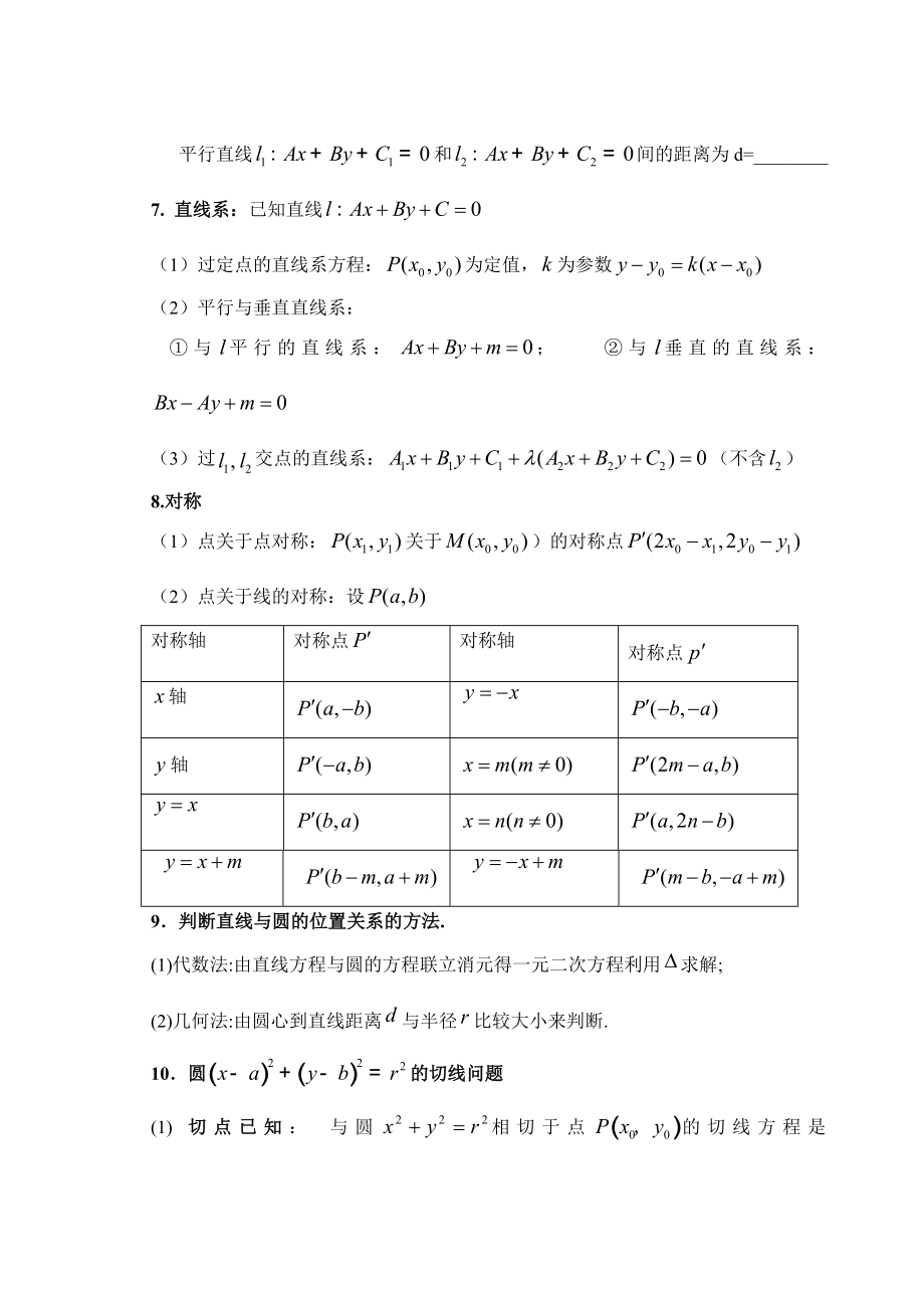 必修2解析几何知识归纳与题型.doc_第2页