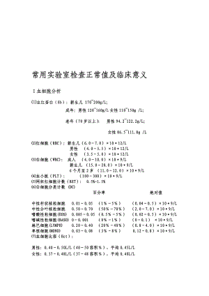 常用实验室检查正常值及临床意义.doc