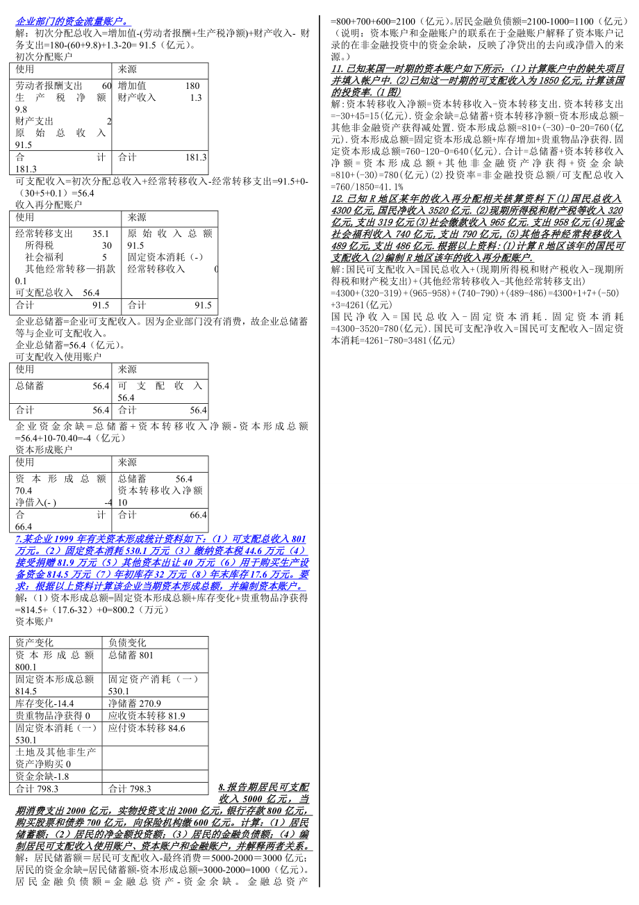 电大 国民经济核算 期末总复习资料 总计算 小抄版 共2页 可直接打印【精品资料】.doc_第2页