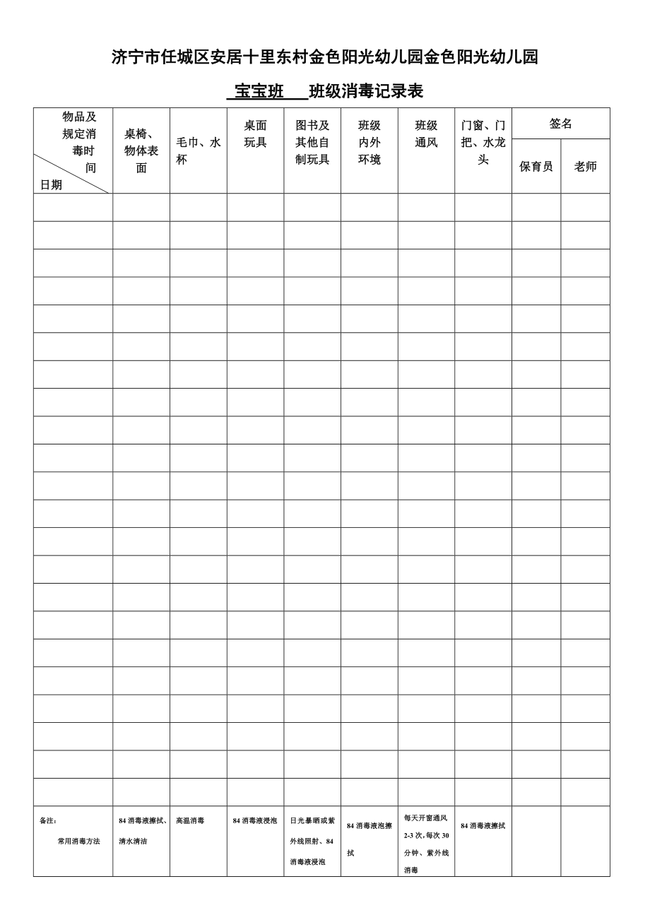 幼儿园消毒记录表.doc_第2页