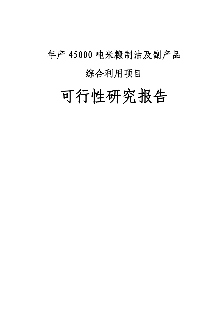 年产45000吨米糠制油及副产品综合利用项目可行性研究报告.doc_第1页