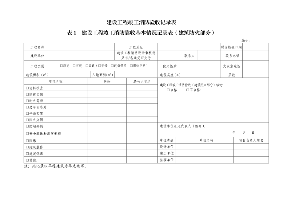 建设工程竣工消防验收记录表（工程竣工验收报告）.doc_第1页