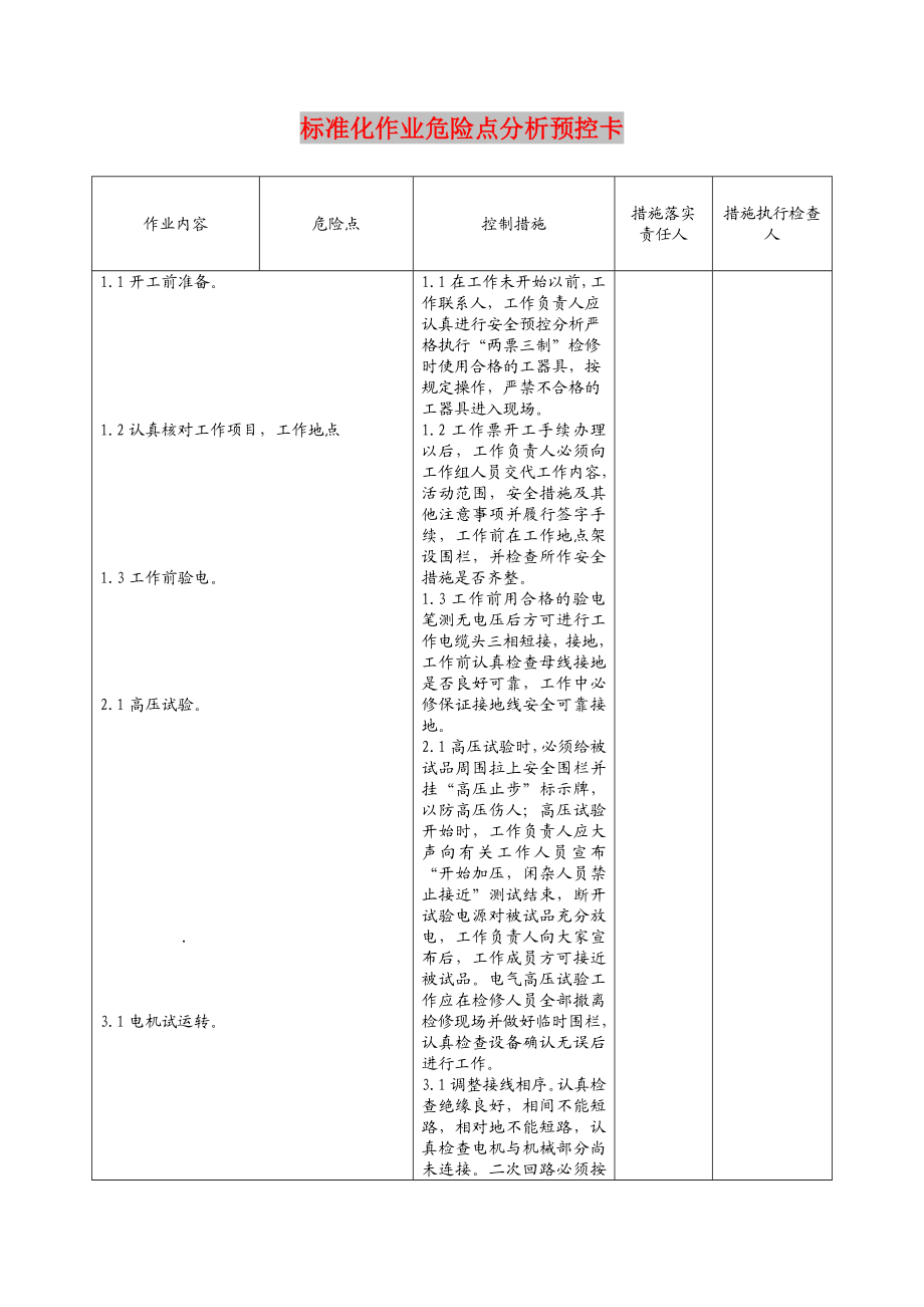 最新标准化作业危险点分析预控卡.doc_第1页