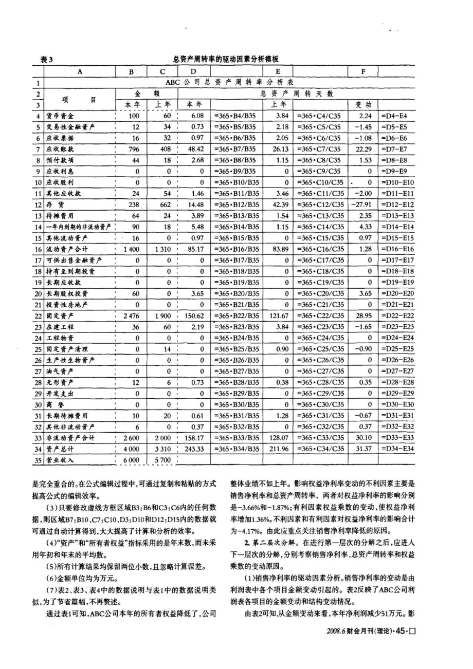 运用Excel构建杜邦分析模板进行财务报表分析.doc_第3页