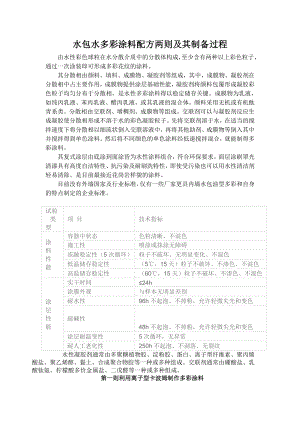 水包水多彩涂料配方两则及其制备过程.doc