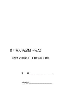 资料F0535 6000字 2、XX钢铁贸易公司会计电算化存在的问题及对策.doc