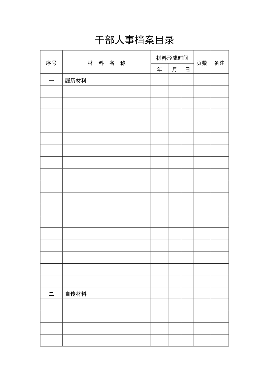 最新干部人事档案目录模板.doc_第1页