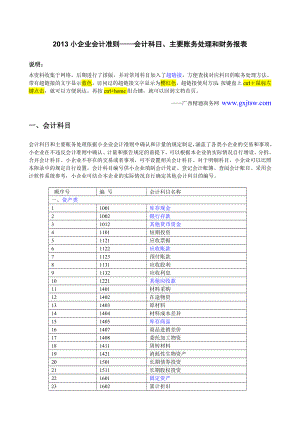 小企业会计准则 会计科目 主要账务处理和财务报表.doc