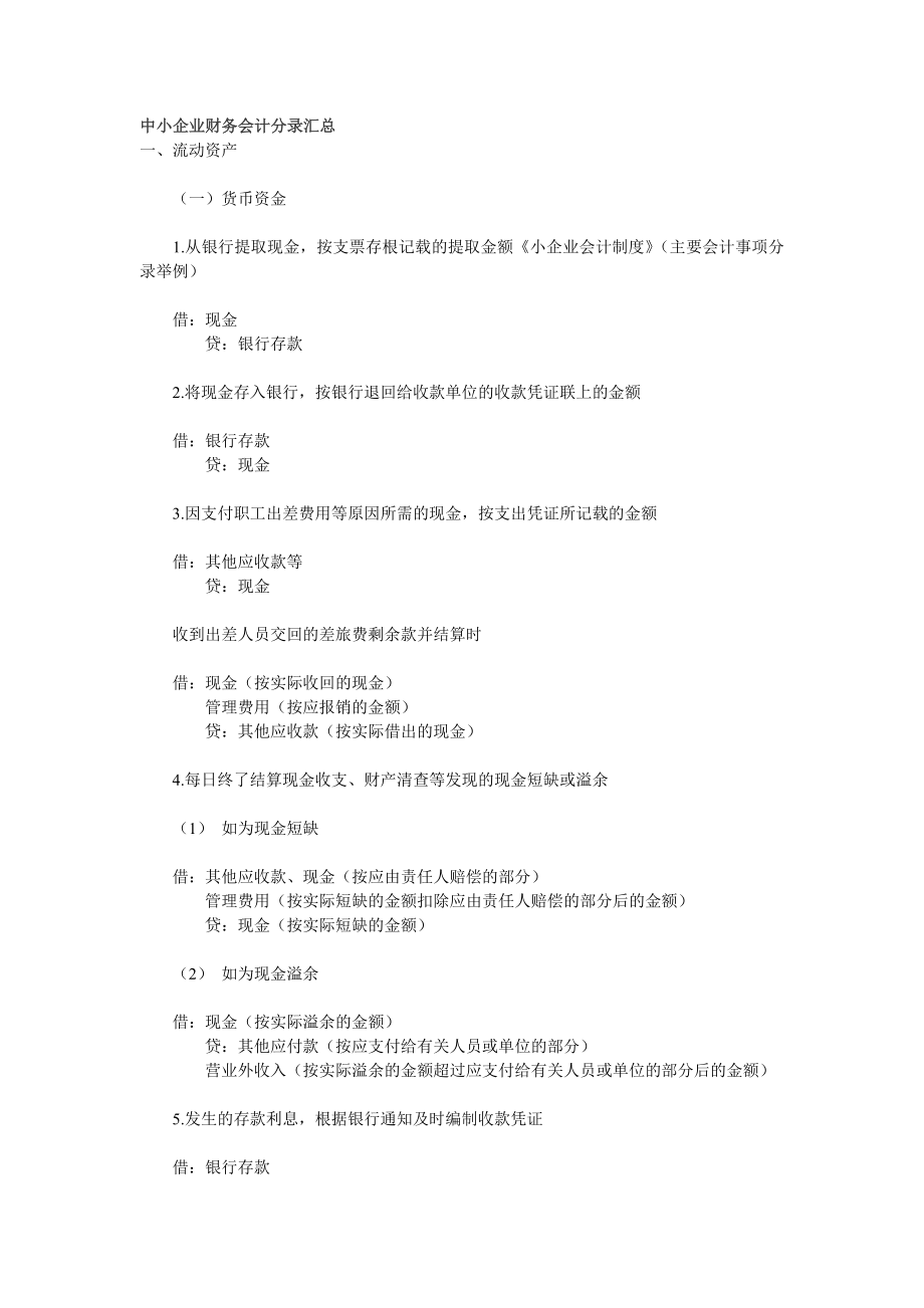 中小企业财务会计分录.doc_第1页