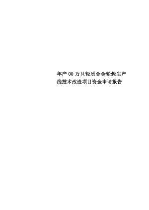 年产00万只轻质合金轮毂生产线技术改造项目资金申请报告.doc