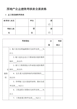 房地产企业绩效考核表全套表格模板.doc