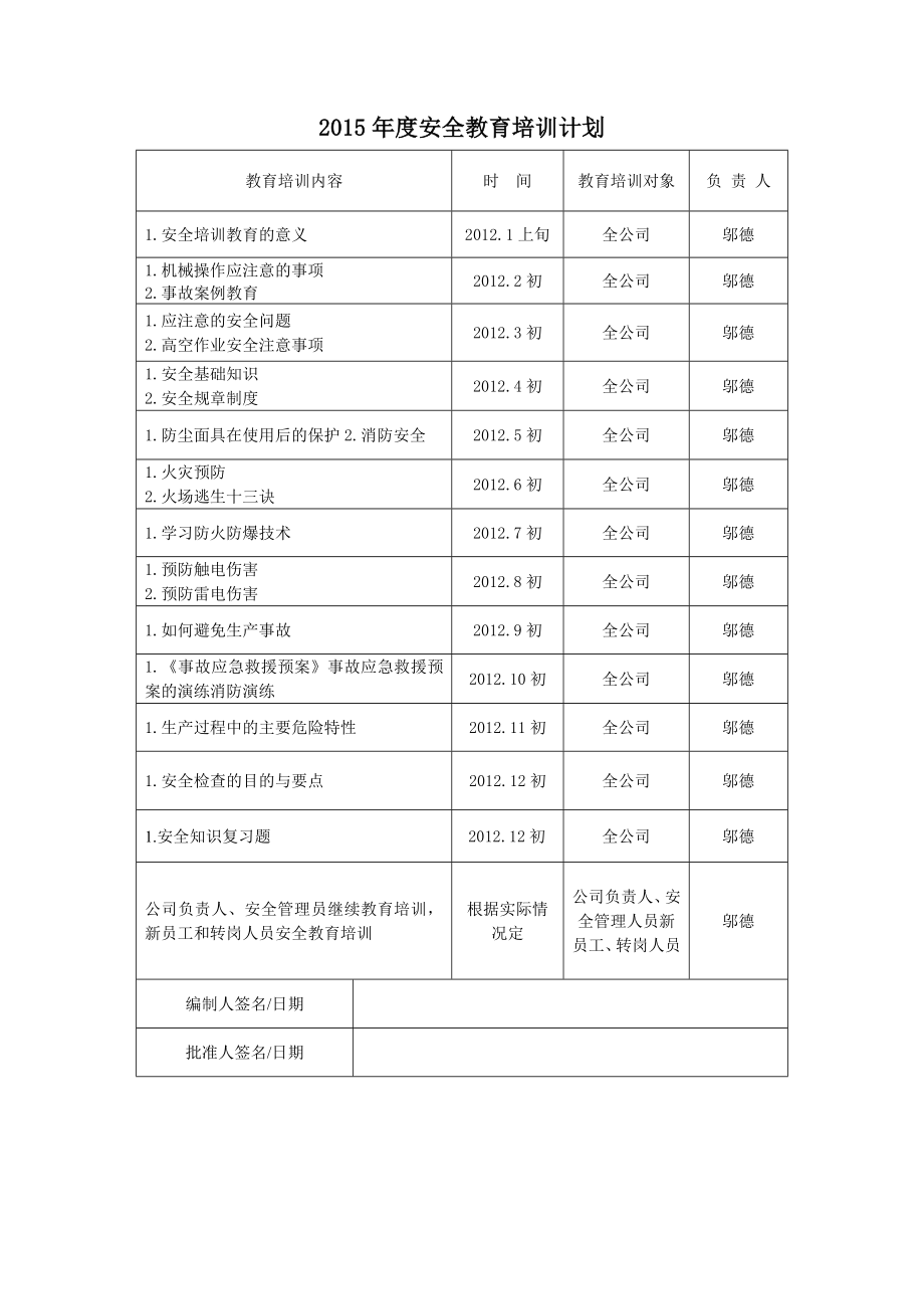 安全培训教育计划与记录.doc_第2页