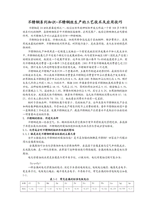 不锈钢系列知识不锈钢丝生产的工艺技术及应用技巧.doc