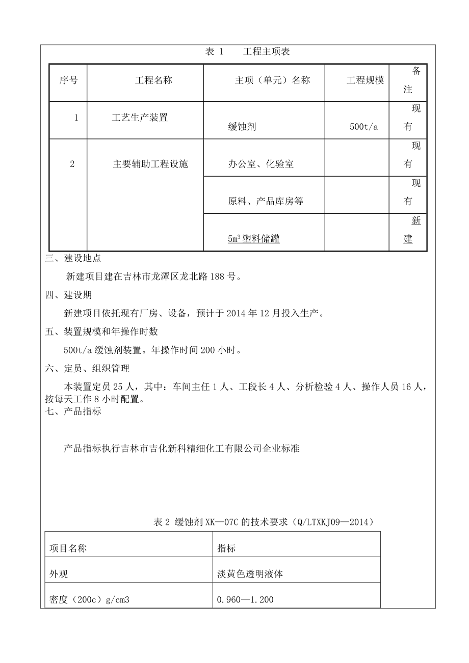 吉林市吉化新科精细化工有限公司新建500吨缓蚀剂生产装置项目环境影响评价报告全本.doc_第3页