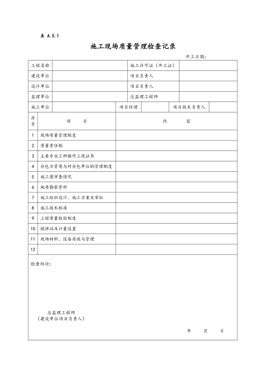 建筑施工现场质量管理检查记录文本表.doc_第1页