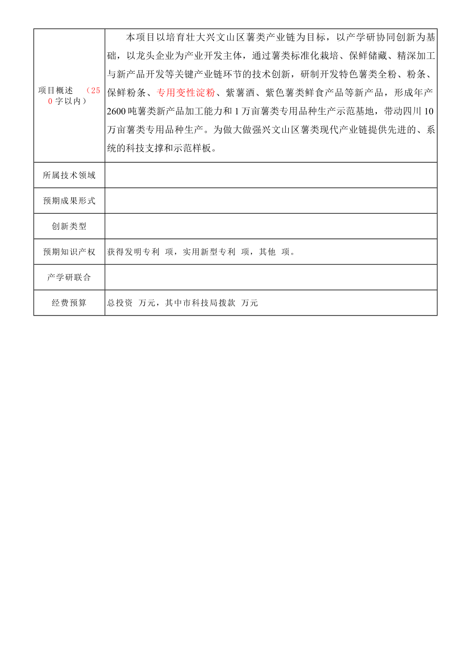 薯类种植及加工关键技术集成与产业化示范科研项目信息表.doc_第2页