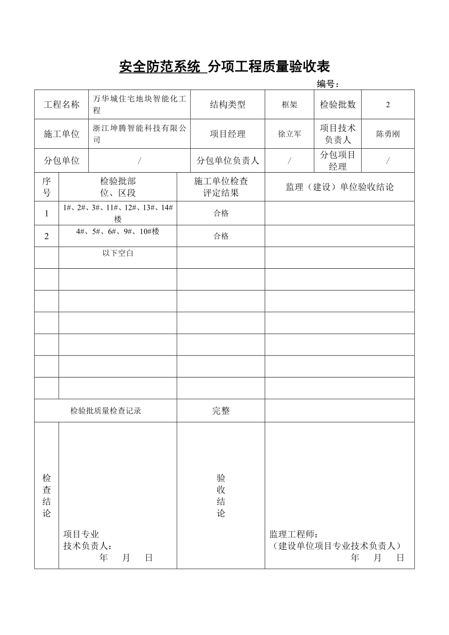 智能建筑分项工程质量验收表.doc_第1页