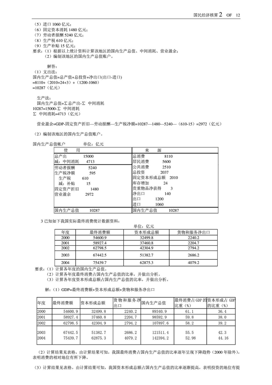 电大本科国民经济核算形成性考核册(题目与答案).doc_第2页