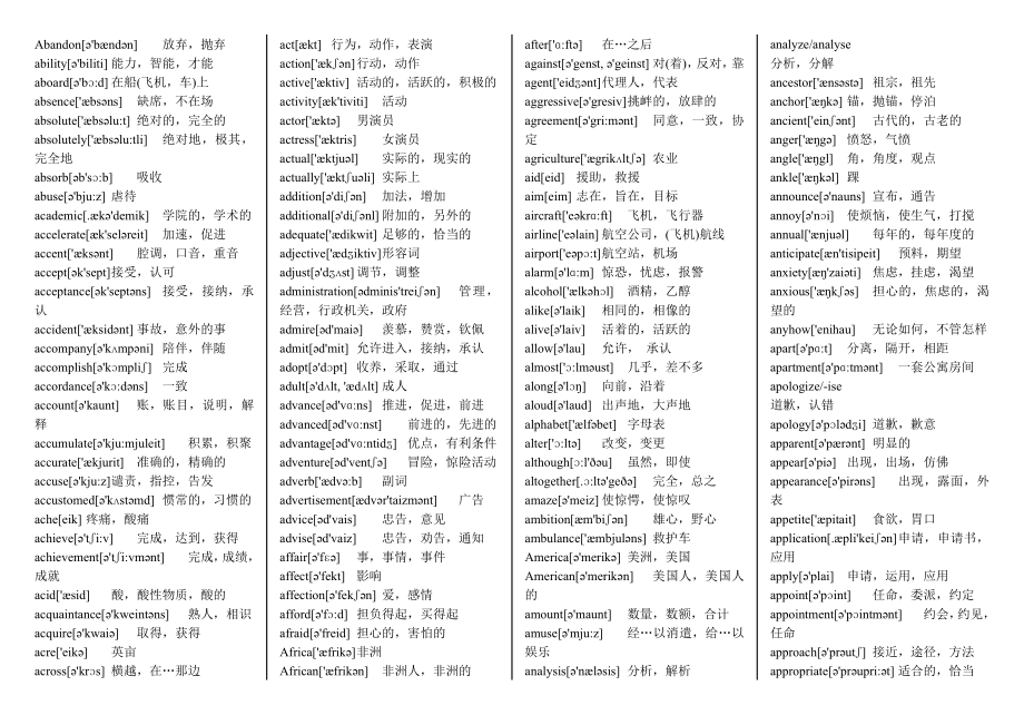 成人学位(三级)英语单词总汇(含音标)资料.doc_第1页